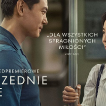 Plakat przedstawia kobietę i mężczyznę stojących w metrze. Oboje trzymają się słupa, każde z nich jedną ręką. W lewym dolnym rogu widnieje napis POPRZEDNIE ŻYCIE, a w centrum kadru cytat "DLA WSZYSTKICH SPRAGNIONYCH MIŁOŚCI".