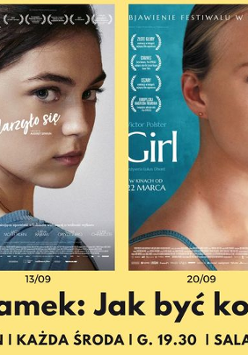 Cztery plalaty filowe obok siebie na zółtym tle.