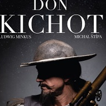 Zdjęcie mężczyzny z wąsem w kapeluszu, na górze plakatu tytuł spektaklu "Don Kichot".