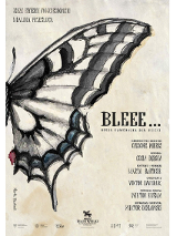 na jasnym tle skrzydło motyla namalowane czarnym kolorem, dodatkowo informacje o spektaklu