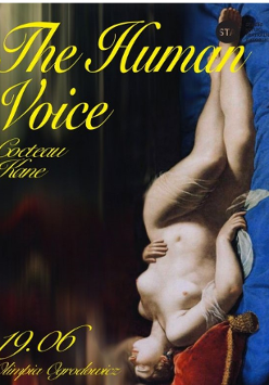 Na ciemnym tle widać leżącą nagą kobietę. Leży na niebieskim łożu, a jej glowa spoczywa na czerwonej ozdobnej poduszce. Oczy ma zamknięte. Zdjęcie jest ustawione pionowo, głowa kobiety skierowana jest do dołu plakatu.