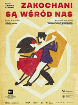 Rysunek pary w tańcu, jasne tło. U góry i dołu plakatu informacje na temat spektaklu i logotypy.