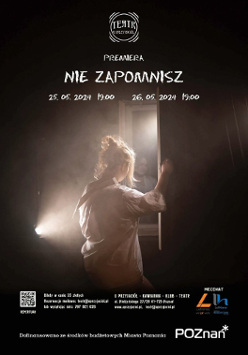 Kobieta w białej koszuli, stojąca tyłem otwiera okno. Zdjęcie w półmroku, sylwetka kobiety jest oświetlona. U góry i na dole plakatu informacje o wydarzeniu.