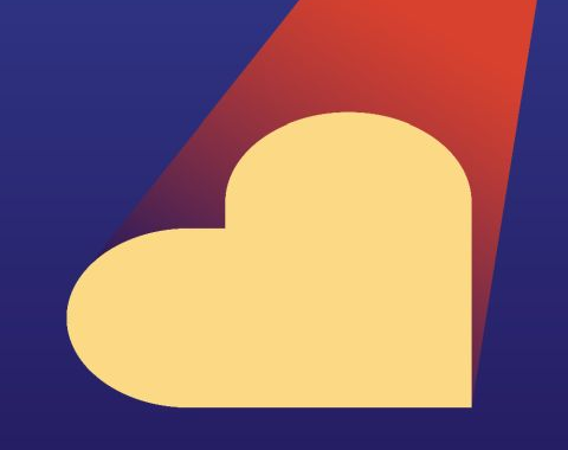 fot. materiały prasowe Plakat w kolorze granatowym z pomarańczowym motywem serca.