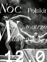 Czarno-białe zdjęcie - tancerka i tancerz w tanecznych pozach, napis - tytuł i data wydarzenia.