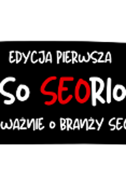 Plakat składa się z czarnego kształtu, na którym widnieje napis "Why so SEOrious?", gdzie SEO jest napisane kolorem czerwonym.