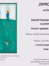 Plakat jest w kolorach jasnego szarego. Po lewej stronie plakatu znajduje się obraz w zielonych barwach, na obrazie na środku stoi Jezus. Po prawej stronie plakatu znajdują się informacje, które zostały opisane w opisie.