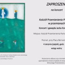 Plakat jest w kolorach jasnego szarego. Po lewej stronie plakatu znajduje się obraz w zielonych barwach, na obrazie na środku stoi Jezus. Po prawej stronie plakatu znajdują się informacje, które zostały opisane w opisie.