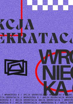 Na ciemno fioletowym tle czarne napisy - tytuł wydarzenia, adres i logo Sceny Roboczej.