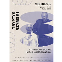 na jasnoniebieskim tle trzy spłaszczone koła położone na sobie, w nich zdjęcie kobiety i mężczyzny. Kobieta ma białą koszulę, mężczyzna ubrany jest na czarno. Wokół czarnymi literami tytuł, nazwiska aktorów, miejsce wydarzenia.data i