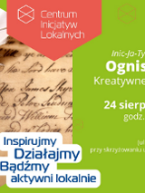 Baner promujący wydarzenie. Na zielonym tle wpisane trzy sześciokąty. W największym z nich zdjęcie pióra na tle starego tekstu. W drugim zdjęcie sztalugi na trawie. W trzecim zdjęcie zadowolonych osób przy ognisku. Szczegółowe informacje z plakatu w treści artykułu.