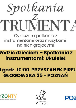 Grafiki gitar z prawej i z lewej strony. Po środku napisy - szczegóły dotyczące wydarzenia zawarte w treści artykułu. Na dole logo Poznania, Przystanku Pireus i Centrum Horyzonty.