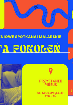 W lewym górnym rogu logo "Łazarski Łącznik". Tło w kolorach żółtym, niebieskim, czerwonym i pomarańczowym, z abstrakcyjnymi kształtami. W lewym dolnym rogu zdjęcie dłoni trzymającej pędzel i malującej figurkę. Na zdjęcie naniesiony filt niebiesko-żółty. Na środku tytuł wydarzenia. Po prawej stronie informacje zawarte w treści artykułu.