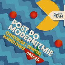W tle wzór w niebieskie fale. Na forncie dwa duże żółte kształty przypominające Pac-Mana oraz czerwone kulki. W prawym górnym rogu znajduje się logo "Nowy Plan". Teksty na grafice są ułożone po skosie. Są białe i żółte. Na końcu tytułu rysunek czerwonej łódki z zielonym żaglem.