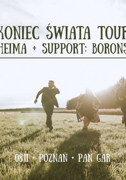 Cztery osoby biegnące przez pole. Za nimi drzewa i zachodzące słońce oraz niebo. Na dole białe napisy - szczegóły wydarzenia zawarte w artykule.