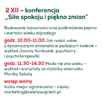 Informacje o wydarzeniu zawarte w treści artykułu, napisane zieloną czcionką na białym tle. Godziny oraz zwrot "wstęp wolny" zapisane czerwoną czcionką.