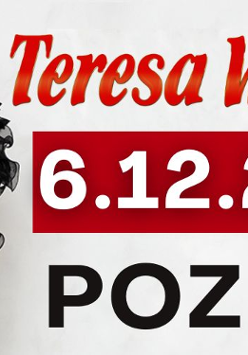 Z lewej strony zdjęcie kobiety w biało-czarnej sukni na białym tle. Z prawej strony informacje o wydarzeniu zawarte w treści artykułu.