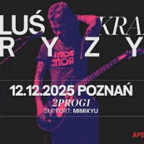 Plakat koncertowy. Na środku muzyk grający na gitarze elektrycznej, zdjęcie w różowo-fioletowej tonacji. Wokół białe napisy na czarnym tle. Szczegółowe informacje o wydarzeniu zawarte w treści artykułu.