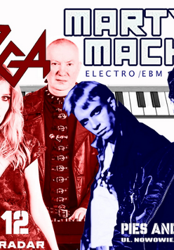 Na środku plakatu znajdują się cztery osoby. Zdjęcia kobiety i mężczyzny z lewej są zachowane w odcieniach czerwieni. Z prawej strony widać dwóch mężczyzn, których zdjęcia są przedstawione w odcieniach niebieskiego. W tle widać klawiaturę syntezatora oraz duży fragment koła zębatego. Po lewej stronie umieszczono ilustrację z gałązek związanych sznurem. Opócz tego widoczne są informacje o wydarzeniu zawarte w treści artykułu.