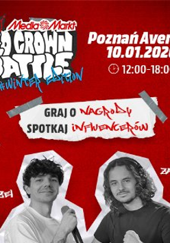 Czarno-białe zdjęcia dwóch mężczyzn przedstawione w formie naklejek. Plakat na czerwonym tle. Wokół białe i niebieskie napisy, będące szczegółami dotyczącymi wydarzenia, które są zawarte w treści artykułu.