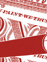 Grafika przedstawia fragment stylizowanego projektu graficznego, utrzymanego w dwukolorowej, biało-czerwonej kolorystyce. Kompozycja nawiązuje estetyką do klasycznych grawerunków banknotowych lub ozdobnych papierów wartościowych.