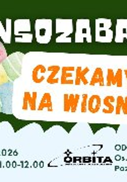 Kolorowy plakat. Górną część zajmuje ciemnozielone tło, na którym widnieją ilustracje niebieskiego motyla, kolorowych kwiatów (pomarańczowych i różowych) oraz pastelowych pisanek. Dolna krawędź grafiki ma kształt białej, pofalowanej chmury, na której umieszczono logotypy organizatorów oraz informacje o wydarzeniu zawarte w treści artykułu.