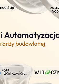 Minimalistyczna grafika w jasnej, kremowej kolorystyce, ozdobiona w narożnikach abstrakcyjnymi, trójwymiarowymi formami przypominającymi błyszczące, srebrzyste wstęgi. W dolnej części znajdują się dwa logotypy: po lewej stronie niebieski logotyp "grupa Bartkowiak", a po prawej czarno-zielony logotyp agencji "Widoczni". Na środku nazwa wydarzenia, powyżej informacje organizacyjne zawarte w treści artykułu.