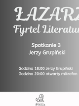 Plakat z szarym, gradientowym tłem. W lewym dolnym rogu znajduje się artystyczny portret mężczyzny w okularach, wykonany ciepłymi barwami. Prawą stronę zdobią geometryczne, sześciokątne pola z drobnymi, zielonymi motywami graficznymi. Pomiędzy elementami widoczne są napisy. To szczegóły na temat wydarzenia zawarte w treści artykułu.