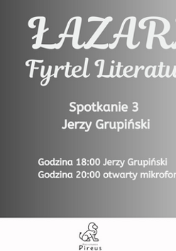 Plakat z szarym, gradientowym tłem. W lewym dolnym rogu znajduje się artystyczny portret mężczyzny w okularach, wykonany ciepłymi barwami. Prawą stronę zdobią geometryczne, sześciokątne pola z drobnymi, zielonymi motywami graficznymi. Pomiędzy elementami widoczne są napisy. To szczegóły na temat wydarzenia zawarte w treści artykułu.