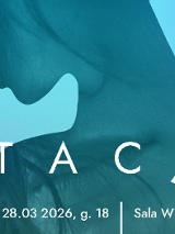 Plakat utrzymany w chłodnej, błękitno-turkusowej tonacji. W tle widoczny jest zarys profilu ludzkiej twarzy i szyi. Na froncie na dole tytuł wydarzenia i informacje zawarte w treści artykułu.