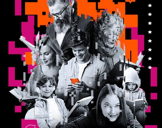 Plakat wydarzenia ze zdjęciem zaczytanych ludzi.