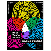 "Moja, Twoja, Nasza" 3 kolorowe odciski palca nachodzące na siebie na środku.