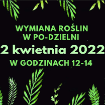 Nazwa wydarzenia otoczona zielonymi roślinkami.