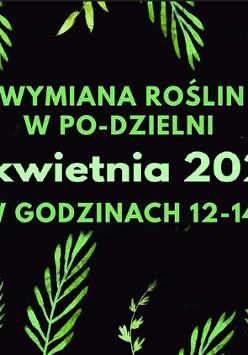 Nazwa wydarzenia otoczona zielonymi roślinkami.