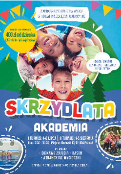 Obrazek promuje letnie półkolonie Skrzydlatej Akademii.