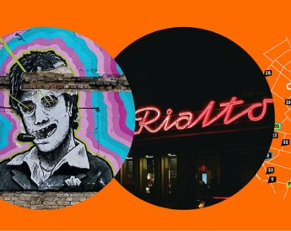 Pomarańczowa okładka mapy murali.