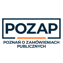 Na biały tle czarny i pomarańzowy napis POZAP