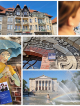 Kolaż zdjęć z miejsc położonych na Poznańskim Szlaku Jeżycjady