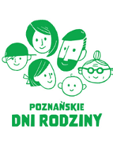 "Poznańskie Dni Rodziny". Rysunki przedstawiające twarze rodziców, babci i 3 dzieci.