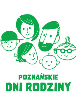 "Poznańskie Dni Rodziny". Rysunki przedstawiające twarze rodziców, babci i 3 dzieci.