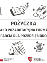 Grafika promocyjna bezpłatnego szkolenia pod tytułem "Pożyczka, jako pozadotacyjna forma wsparcia dla przedsiębiorców", szkolenie odbędzie 24 listopada 2023 r. na platformie Zoom.