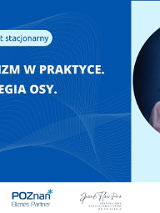 Grafika promująca wydarzenie. Na niebieskim tle zdjęcie kobiety.