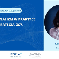 Grafika promująca wydarzenie. Na niebieskim tle zdjęcie kobiety.