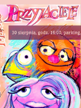 Plakat, kolorowe rysunki różnych twarzy, napisy informaujące o wydarzeniu