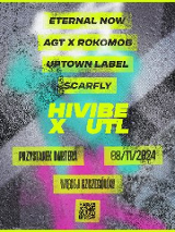 Na szaro-białym tle odblaskowe napisy informujące o wydarzeniu.