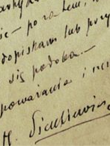 rękopis z autografem H. Sienkiewicza