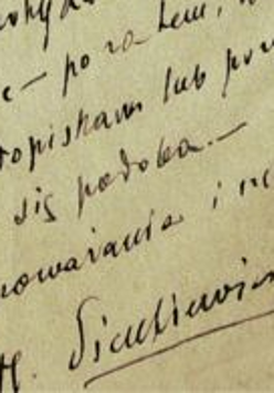 rękopis z autografem H. Sienkiewicza