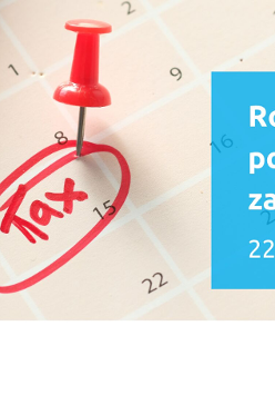 W tle kalendarz z zaznaczoną datą i podpisem "TAX". z prawej tytuł szkolenia: Rozliczenia podatkowe za rok 2021, 22.03.2022. Na dole logotypy organizatorów: Poznań Biznes Partner i Krajowa Izba Doradców Podatkowych.