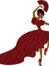 Rysunek tancerki flamenco w czerwonej sukni.