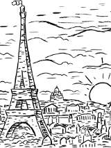 Szkic Paryża z wieżą eifla.